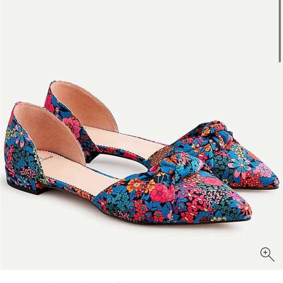 J crew pointed toe knot flats mixed liberty floral print size 10 new - Picture 1 of 4
